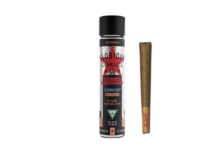Glorious | 420 Peach Icewater Hash Infused Pre-Roll | 1g by Glorious Cannabis Co.