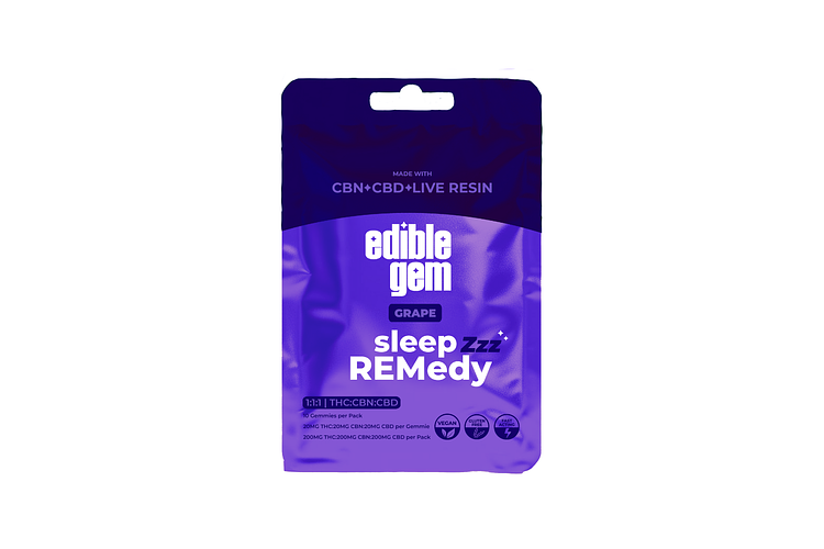 Edible Gem | Grape Sleep REMedy Live Resin Gummies | 1:1:1 THC:CBD:CBN | 200mg by Edible Gem