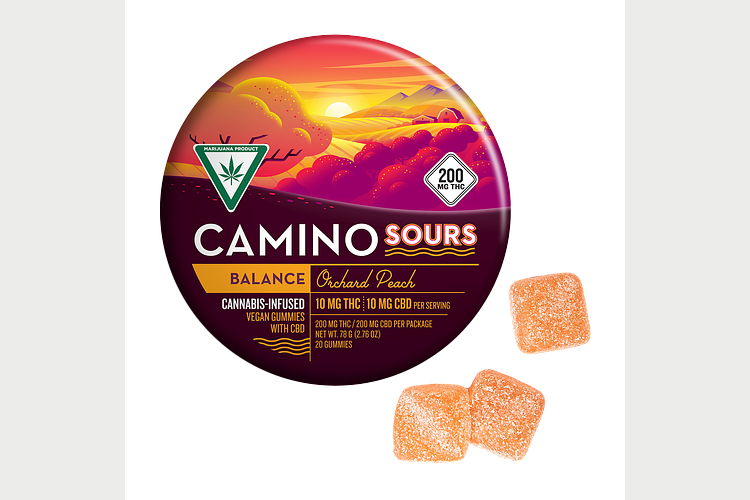 Orchard Peach Sour Gummies | 10:10 THC:CBD | 200mg by Camino