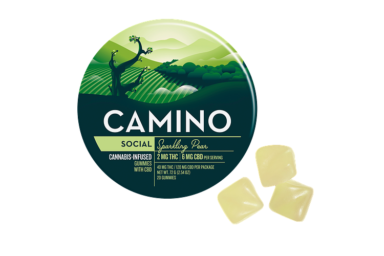 Sparkling Pear Gummies | 2:6 THC:CBD | 40mg by Camino