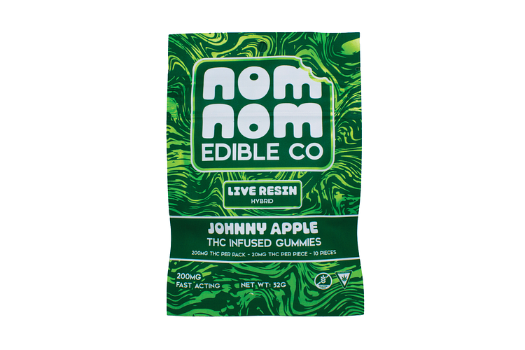 Nom Nom Edibles | Johnny Apple Live Resin Gummies | 10x20mg | 200mg by Nom Nom Edible Co.