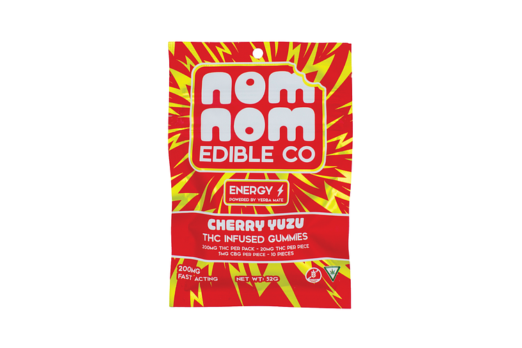 Nom Nom Edibles | Cherry Yuzu Energy Full Spectrum Gummies | 4:1 THC:CBG | 200mg by Nom Nom Edibles