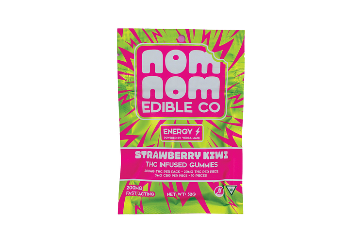 Nom Nom Edibles | Strawberry Kiwi Energy Full Spectrum Gummies | 4:1 THC:CBG | 200mg by Nom Nom Edible Co.