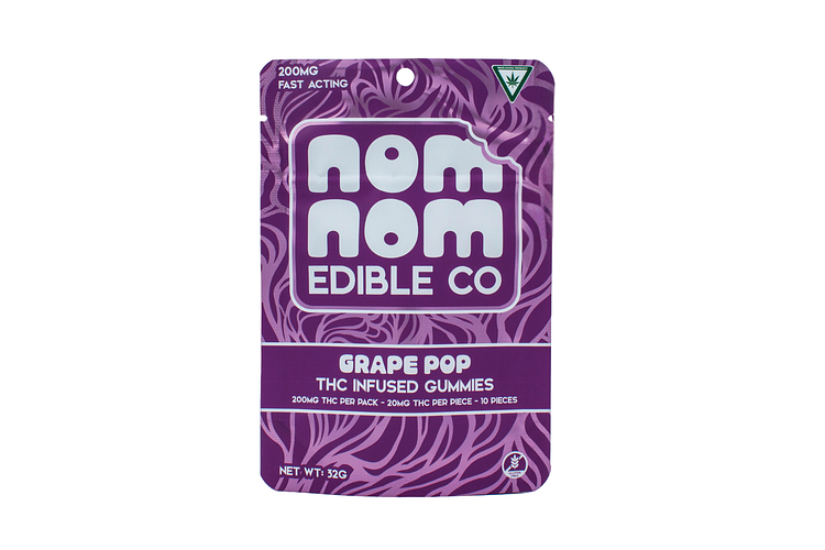 Nom Nom Edibles | Grape Pop Distillate Gummies | 10x20mg | 200mg by Nom Nom Edible Co.