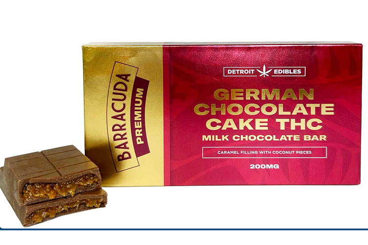 Detroit Edibles | Premium German Chocolate Cake Milk Chocolate Barracuda Bar | 200mg by Detroit Edibles
