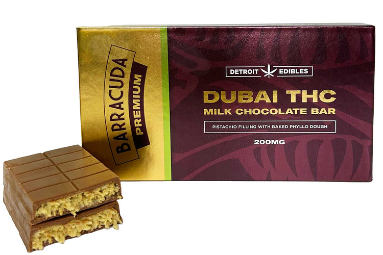 Detroit Edibles | Premium Dubai Milk Chocolate Barracuda Bar | 200mg by Detroit Edibles