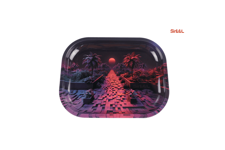 SirEEL | Palm Sunset Metal Rolling Tray | 5.5" x 7" by SirEEL