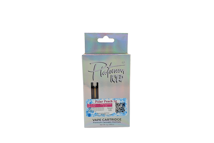 Platinum Vape | ICED Polar Peach Distillate Cartridge | 1g by Platinum