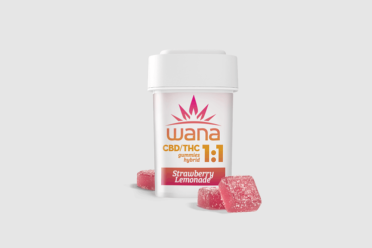 Wana | Strawberry Lemonade Gummies | 1:1 CBD:THC | 100mg by Wana