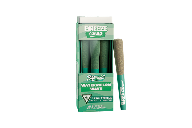 Breeze Bangers | Watermelon Wave Infused Pre-Roll Pack | 5x0.7g | 3.5g by Breeze