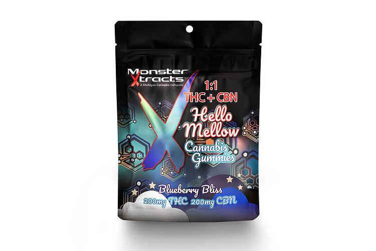 Blueberry Bliss Gummies | 1:1 THC:CBN | 200mg by Monster Xtracts