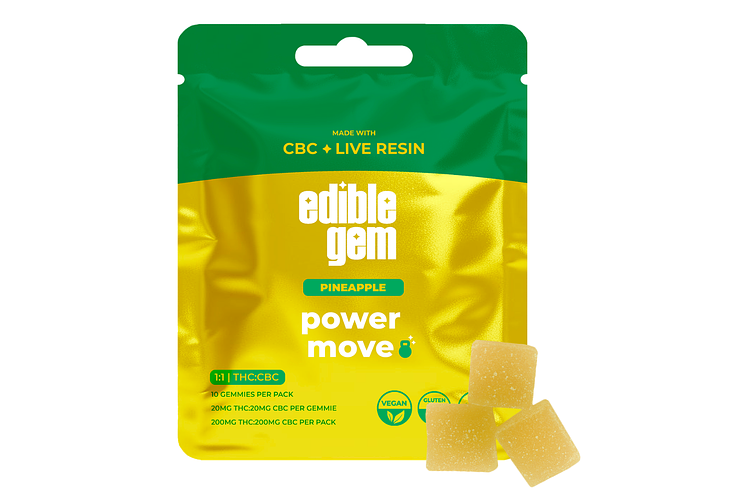 Edible Gem | Pineapple Power Move Live Resin Gummies | 1:1 THC:CBC | 200mg by Edible Gem