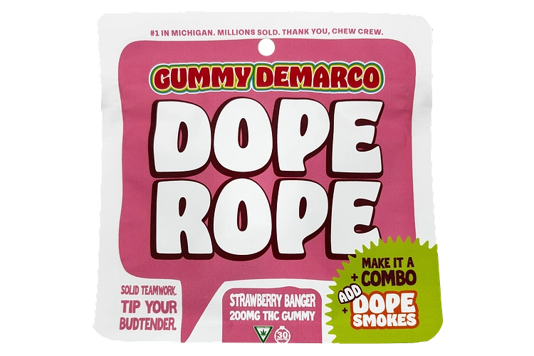 Strawberry Banger Single Rope Gummy | 200mg by Dope Rope