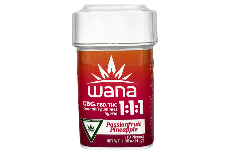 Wana | Passionfruit Pineapple Gummies | 1:1:1 CBG:CBD:THC | 100mg by Wana