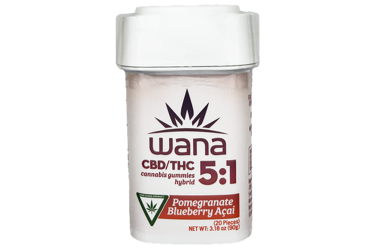 Wana | Pomegranate Blueberry Acai Gummies | 5:1 CBD:THC  | 100mg by Wana