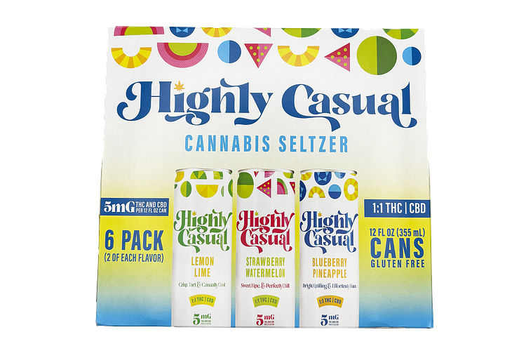 Highly Casual | Seltzer Variety 6 Pack | 1:1 THC:CBD | 30mg by Highly Casual