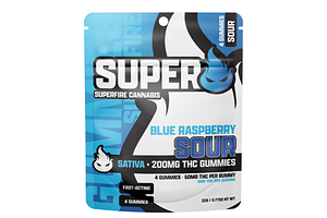 Sour Blue Raspberry Gummies | 4x50mg | 200mg by SuperFire