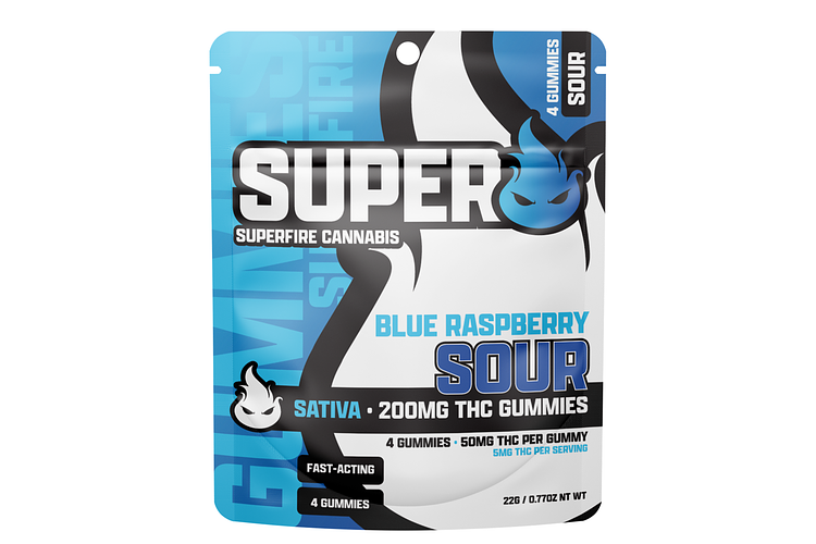 Sour Blue Raspberry Gummies | 4x50mg | 200mg by SuperFire