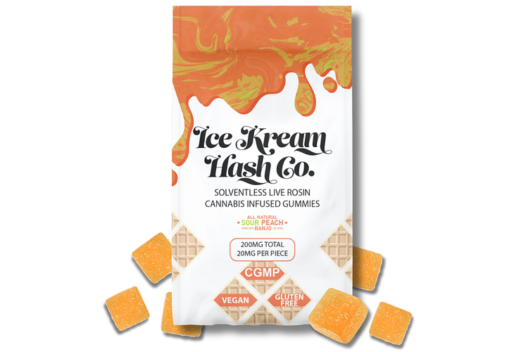 Sour Peach Live Rosin Gummies | 10x20mg | 200mg by Ice Kream Hash Co.