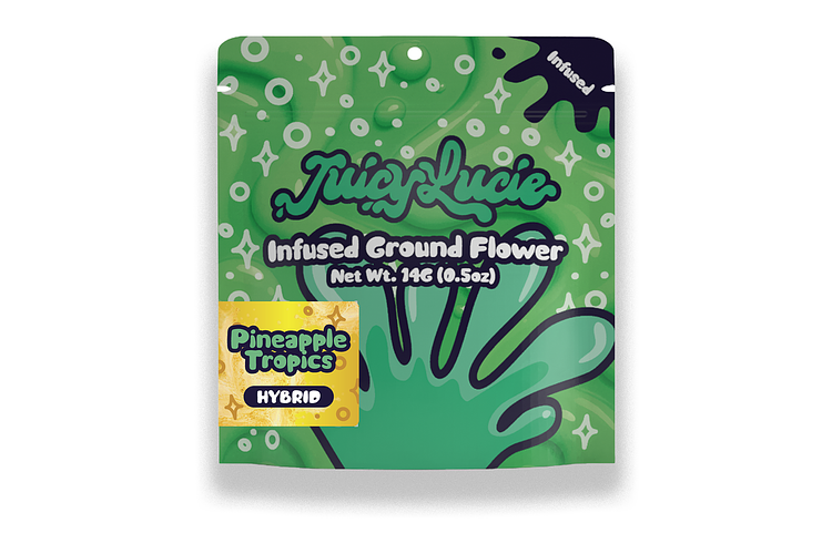 Pineapple Tropics Infused Prepackaged Shake Flower | 14g by Juicy Lucie