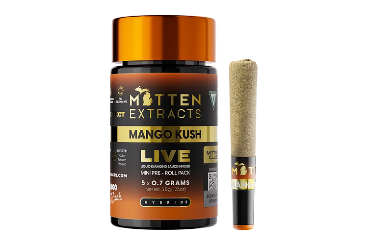 Mango Kush Infused Pre-Roll Pack | 5x0.7g | 3.5g by Mitten Extracts