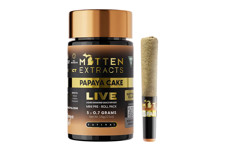 Papaya Cake Infused Pre-Roll Pack | 5x0.7g | 3.5g by Mitten Extracts