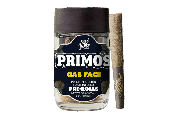 Primo's Gas Face Hash Infused Pre-Roll Pack | 5x0.6g | 3g by Seed Junky