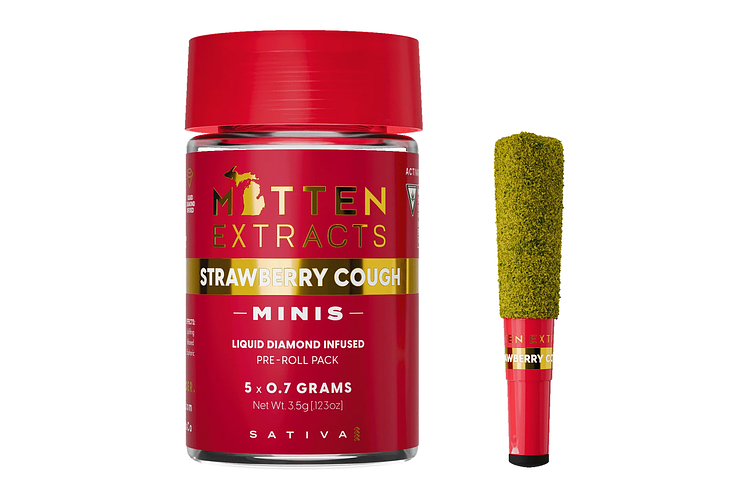 Strawberry Cough Infused Pre-Roll Pack | 5x0.7g | 3.5g by Mitten Extracts