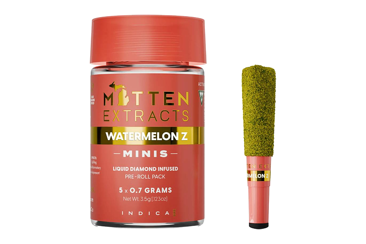 Watermelon Z Infused Pre-Roll Pack | 5x0.7g | 3.5g by Mitten Extracts