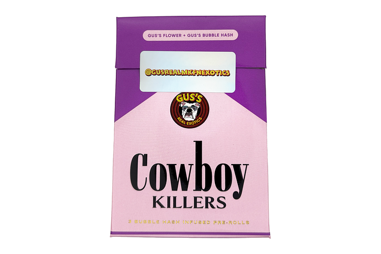 Rizz Cowboy Killers Bubble Hash Infused Pre-Roll Pack | 3x1g | 3g by Gus's Real Exotics
