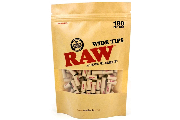 Raw | Wide Tips Pre-Rolled Tips | 180 Ct by Raw