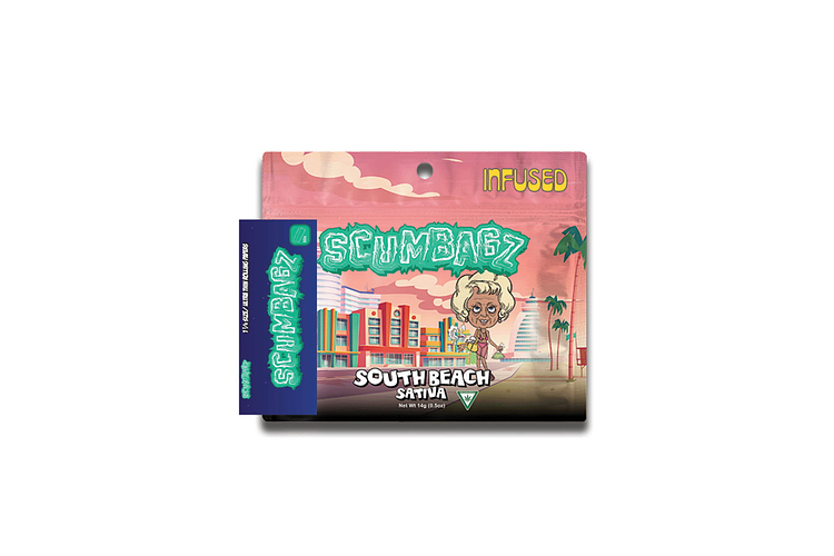 South Beach Sativa Prepackaged Infused Ground Flower | 14g by Scumbagz