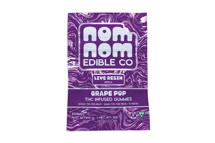 Nom Nom Edibles | Grape Pop Live Resin Gummies | 10x20mg | 200mg by Nom Nom Edibles