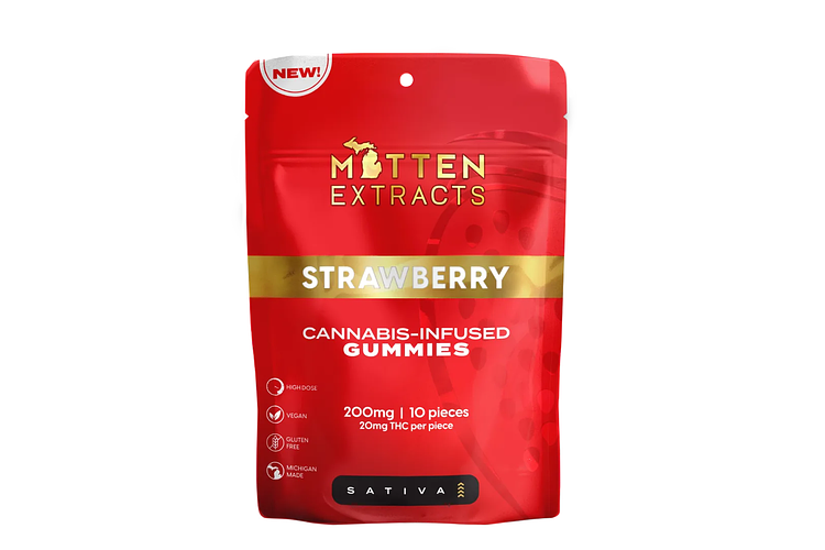 Strawberry Gummies | 10x20mg | 200mg by Mitten Extracts